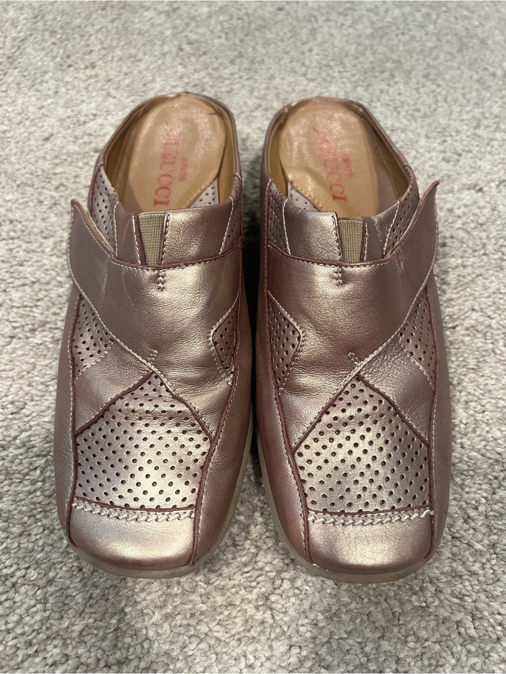 Sesto Meucci Rose Gold Italian Leather Slip-on Mules Size 4.5